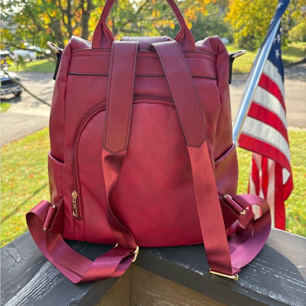 JM Collection Cherry Red Backpack - Picture 3 of 7